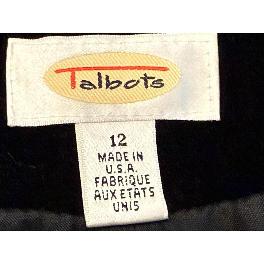 Talbots Women's Black Velvet Jacket Collarless Single Button Blazer Size 12